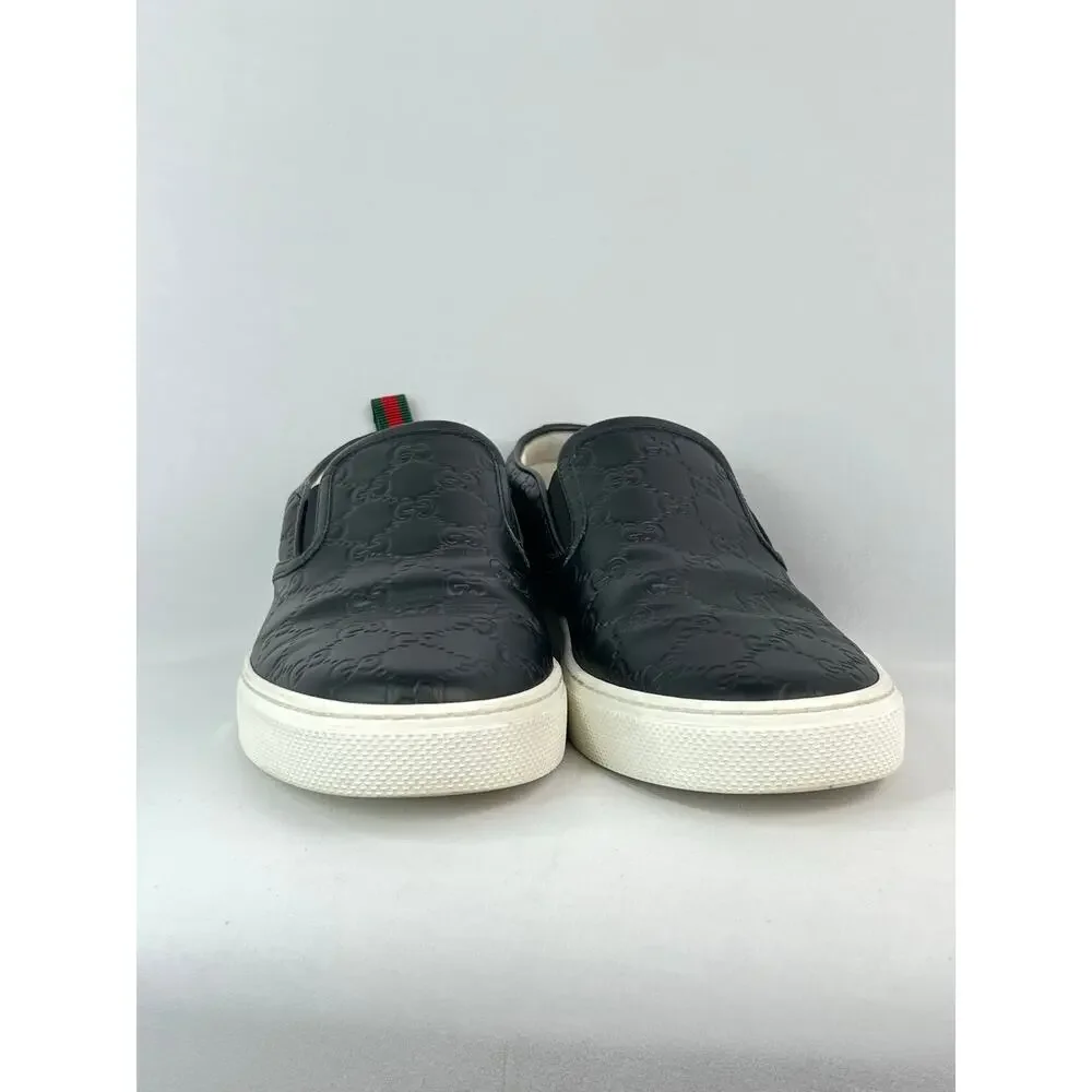 Authentic Gucci Dublin Men's Black Quilted GG Leather Slip-On Sneakers
